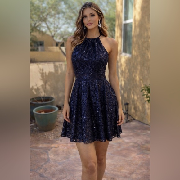 Dresses & Skirts - Navy blue sparkly mini dress